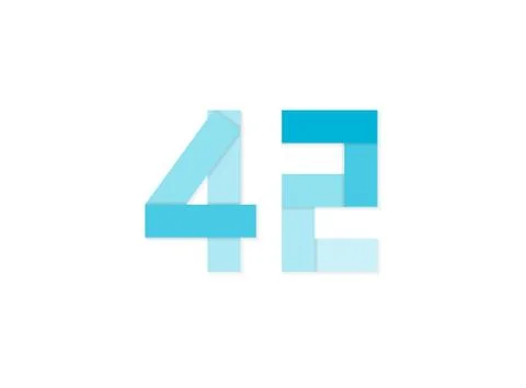 42 number, vector logo, paper cut desing font made of blue color tones .Isola Stock Illustration