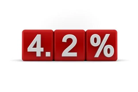 4.2 percent in white numbers on red cubes Stock Illustration