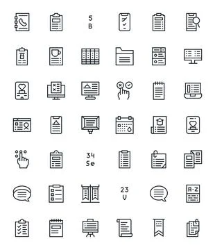42 Pixel Aligned 256x256 Vector Icons for List in elegant Regular Line design Illustrazione stock