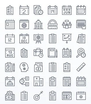 42 Pixel Aligned Vector Icons themed around Planning in 128x128 Regular Lin.. Stock Illustration