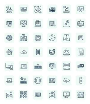 42 Regular Bold Outline Editable Designs for Computer 256x256 Vector Icons Stock Illustration