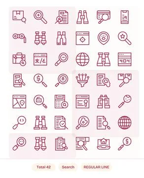 42 Regular Line Display Perfect Vector Icons tailored for Search High Resol.. Stock Illustration
