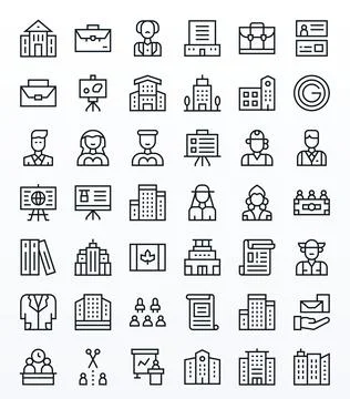 42 Regular Line Editable Vectors for Corporate Theme Stock Illustration
