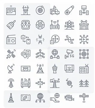 42 Regular Line Grid Fitted Vectors for Transmission Theme 스톡 일러스트