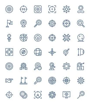 42 Regular Line Pixel Aligned Designs for Target 64x64 Vector Icons Ilustración de archivo