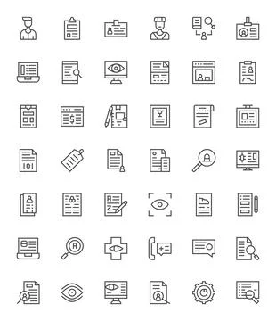 42 Regular Line Pixel Optimized Vector Icons tailored for Details Retina Re.. Stock-Illustration