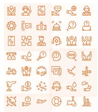 42 Regular Line Pixel Optimized 128x128 Vector Icons from Assistance Suite Illustrazione stock