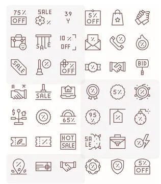 42 Regular Line PIXEL Perfect Vector Icons for Deal Graphics Stockillustratie