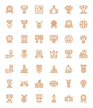 42 Regular Line Vector Icons from Medal in 128x128 Detail Enhanced Quality イラスト素材