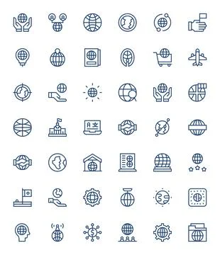 42 Regular Line Vector Icons designed for International in Retina Ready Edi.. Stock Illustration