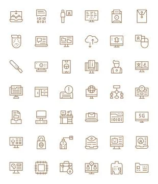 42 Regular Line Vector Icons designed for Computer in High Resolution Pixel.. イラスト素材