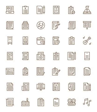 42 Regular Line Vector Icons designed for Notes in High Resolution Pixel Op.. 库存插图