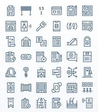 42 Retina Ready Editable Vector Icons for Entry in Regular Line Theme Stock-Illustration