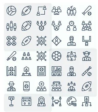 42 Team Editable Vector Icons in 64x64 Regular Line Aesthetic Stock Illustration