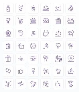 42 Vector Icons for Celebration optimized in Grid Fitted 256x256 Bold Line .. Stock Illustration