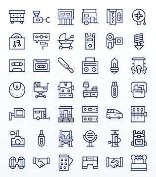 42 Vector Icons for Compact optimized in Grid Fitted 128x128 Regular Line r.. Stock-Illustration