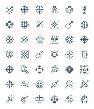 42 Vector Icons inspired by Aim in PIXEL Perfect 128x128 Regular Line quality Stock Illustration