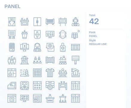 42 Vector Icons inspired by Panel in Grid Fitted High Resolution Regular Li.. 스톡 일러스트
