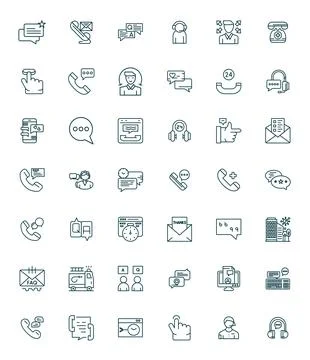 42 Vector Icons for Response optimized in Pixel Aligned 64x64 Bold Line res.. Stock Illustration