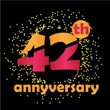 42 Year Anniversary Vector Template Design Illustration - Vector Stock Illustration