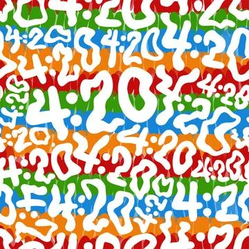 420,tie dye seamless pattern background.Vector tie dye cartoon illustration.60s Stock Illustration