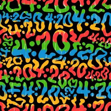 420,tie dye seamless pattern background.Vector tie dye cartoon illustration.60s Stock Illustration