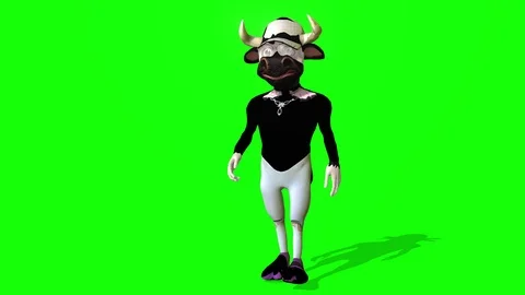 424 4K 3d animated cartoon posh Bull walks Stock Footage