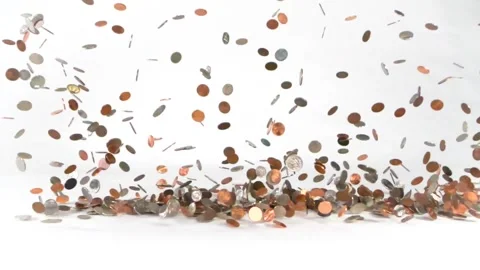 424 Coins falling from the sky Video stock 131659184