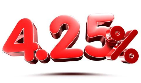 4.25 percent red on white background illustration 3D rendering with clipping  Stock Illustration