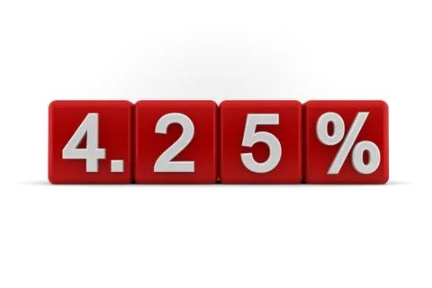 4.25 percent in white numbers on red cubes Stock Illustration