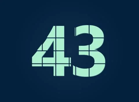 43 number, vector desing font.  Made of knife cut. For logo, brand label, des Stock Illustration
