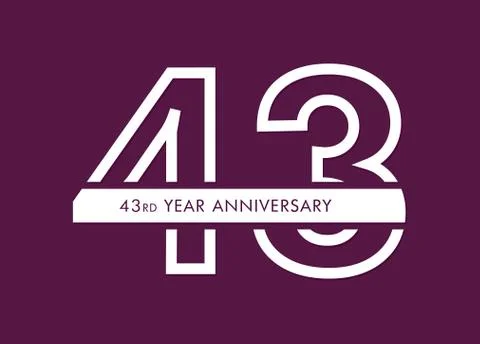43 years anniversary image vector, 43rd anniversary celebration logotype  Stock Illustration