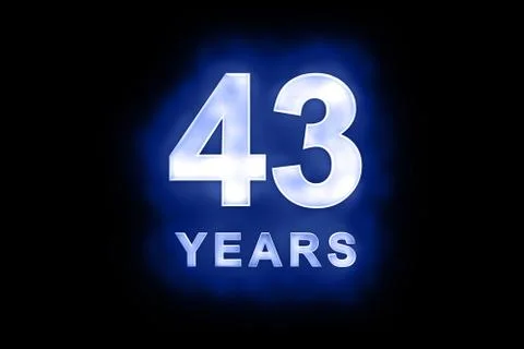 43 years in glowing white numbers on blue Stock Illustration