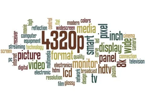 4320p screen resolution, word cloud concept Stock Illustration