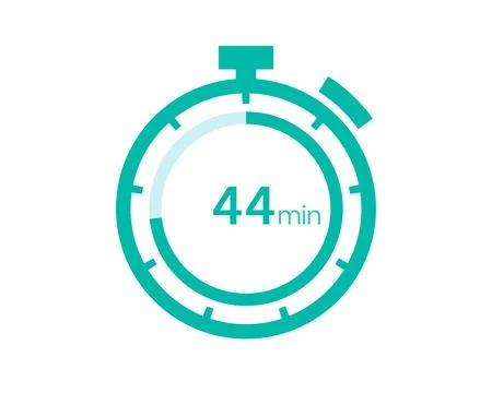 44 minutes timer icon, 44 min digital timer. Clock and watch, timer, countdow Stock Illustration