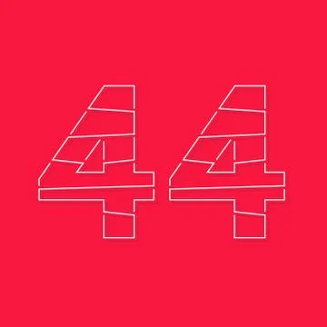 44 number, linear stroke font. Modern trendy, creative style design. For logo Illustrazione stock