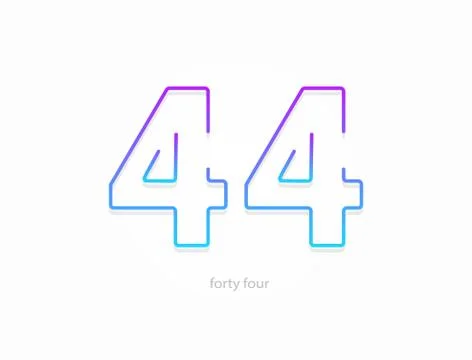 44 number, outline stroke gradient font. Trendy, dynamic creative style desig Stock Illustration