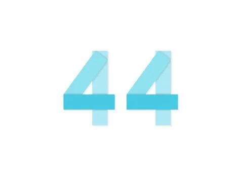 44 number, vector logo, paper cut desing font made of blue color tones .Isola Stock Illustration