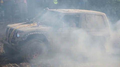 4×4 offroad car  in the mud Stock Footage 71328203