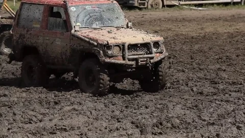 4×4 offroad car  in the mud Stock Footage 71491421