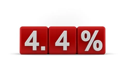 4.4 percent in white numbers on red cubes Stock Illustration