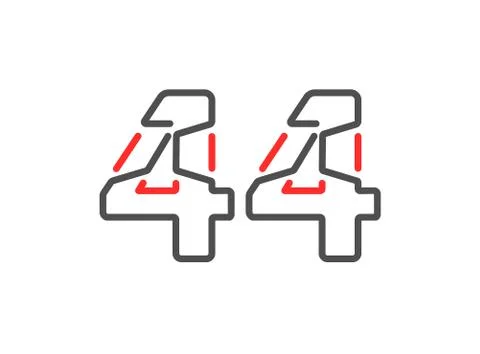 44 vector number. Modern trendy, creative style line design. For logo, brand  Stock Illustration