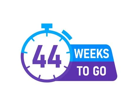 44 Weeks to go labels on white background Stock Illustration