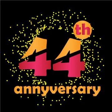 44 Year Anniversary Vector Template Design Illustration - Vector Stock Illustration