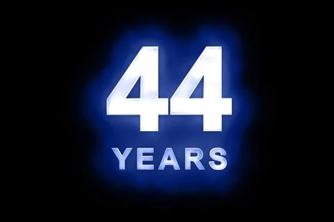 44 years in glowing white numbers on blue Stock Illustration
