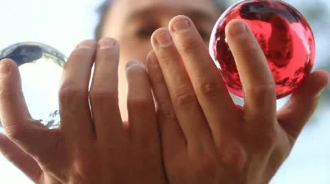 442 Man doing contact juggling CU on hands Stock Footage