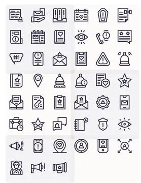45 128x128 Bold Line Vector Icons optimized for Important Editable display Stock Illustration
