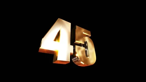 45, 3d golgen text number on black background Video stock 127697554