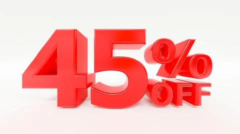 45% off 3d text on white background Stock Illustration