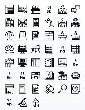 45 64x64 Bold Line Vector Icons for Table with PIXEL Perfect precision Stock-Illustration